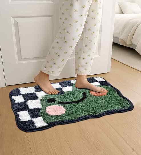 Multicolor Abstract Cotton Blend 24x16 Inches Anti Skid Door Mat