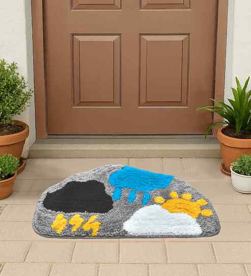 Multicolor Abstract Cotton Blend 24x16 Inches Anti Skid Door Mat