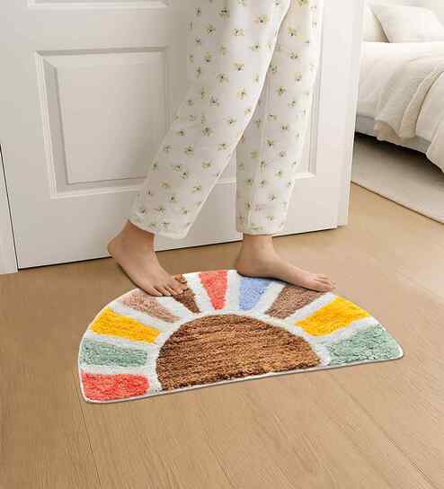 Multicolor Abstract Cotton Blend 24x16 Inches Anti Skid Door Mat