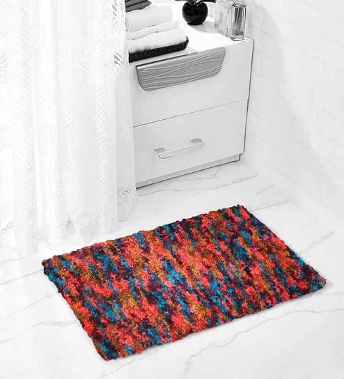 Multicolor Abstract Microfibre 23x15 Inches AntiSkid Bath Mat-image-29