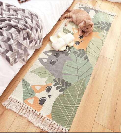 Multicolor Abstract PET 54x22 Inches Digital Printed Machine Made Floor Runner