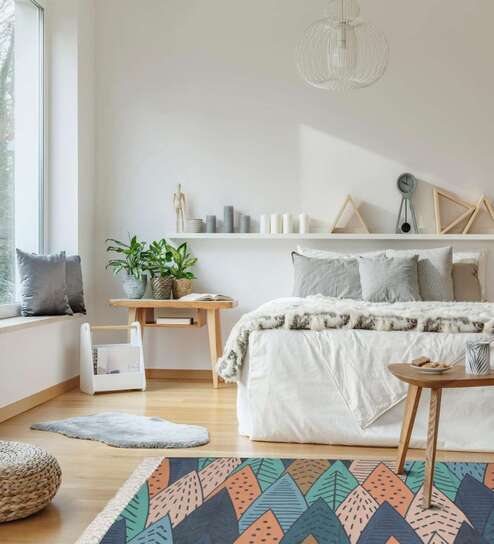 Multicolor Abstract PET 54x22 Inches Digital Printed Machine Made Floor Runner