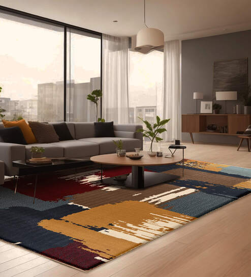 Multicolor Abstract Polypropylene 3 ft X 5 ft Machine Made Carpet