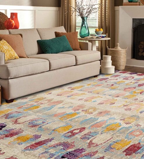Multicolor Abstract Polypropylene 3 ft x 5 ft Machine Made Carpet