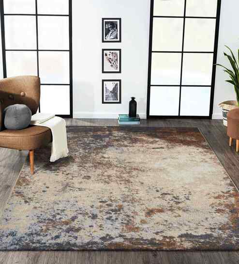 Multicolor Abstract Polypropylene 7x10 Feet Machine Made Carpet