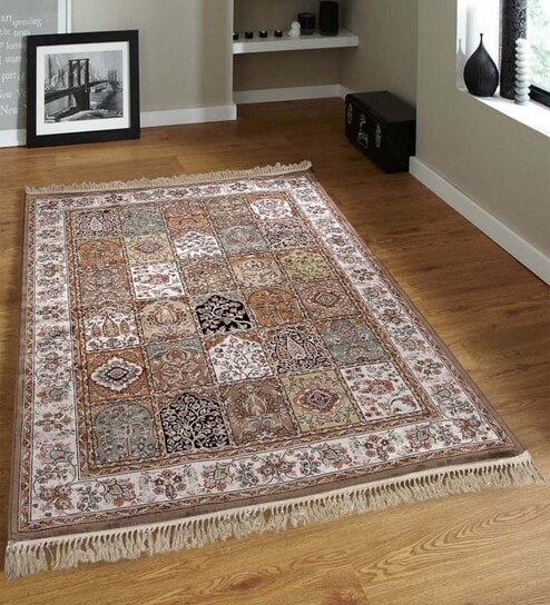 Multicolor and Brown Persian 4x6 Feet Machine Made Carpet