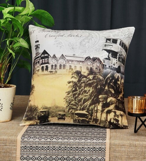 Multicolor Abstract Canvas 16 x 16 Inches Cushion Cover by Zeba