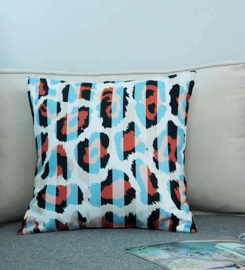Blue Abstract Canvas 16 x 16 Inches Cushion Cover by Zeba