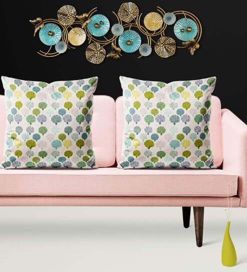 Multicolor Floral Canvas 24 x 24 Inches Cushion Covers (Set of 2) by ArtzFolio