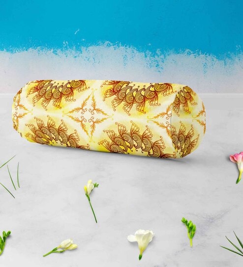 Yellow Canvas Printed 16x6 Inches Bolster Covers (Pack of 2) Artzfolio