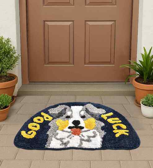 Multicolor Cartoon Character Cotton Blend 24x16 Inches Anti Skid Door Mat