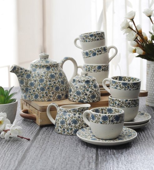 Bee Blue Ceramic (Set of 15) Teaware Set