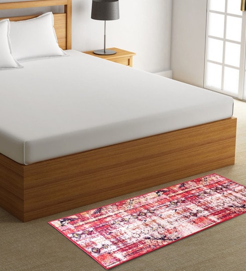 Red Chenille 55 x 22 Inches Machine Made Floor Runner