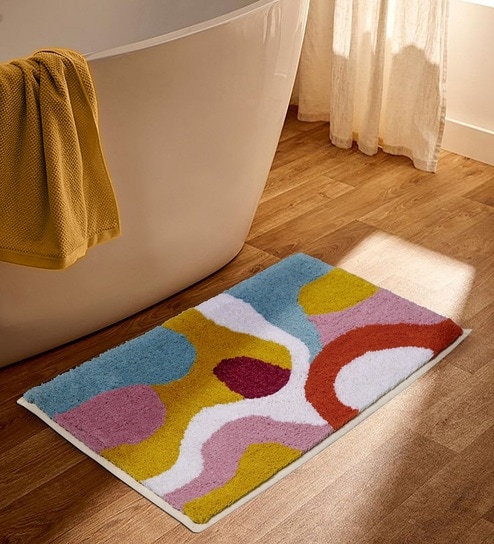 Multicolor Cotton 16X24 Inches Anti-Skid Bath Mat