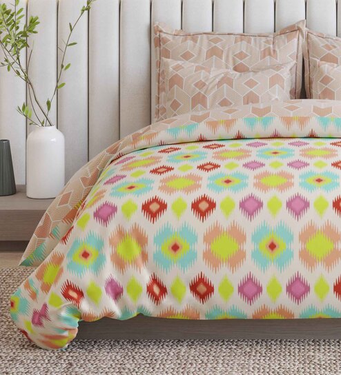 Multicolor Cotton Blend Abstract 150 GSM Single Comforter