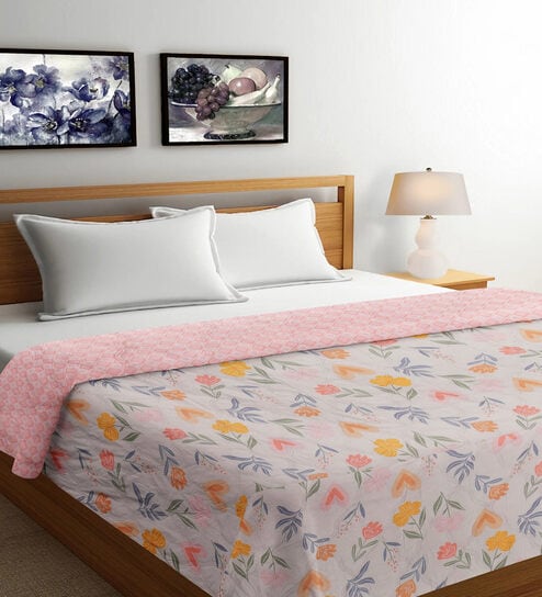 Multicolor Cotton Blend Floral 350 GSM Double Bed Comforter
