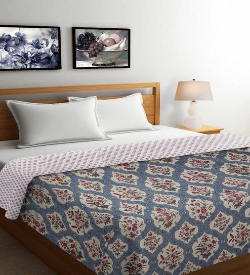 Multicolor Cotton Blend Floral 350 GSM Double Bed Comforter