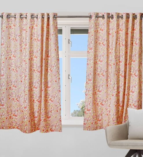 Multicolor Floral Cotton Blend 5 Ft Blackout Rod Pocket Window Curtain
