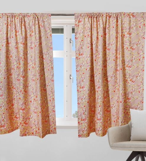 Multicolor Floral Cotton Blend 5 Ft Blackout Rod Pocket Window Curtain by Zeba