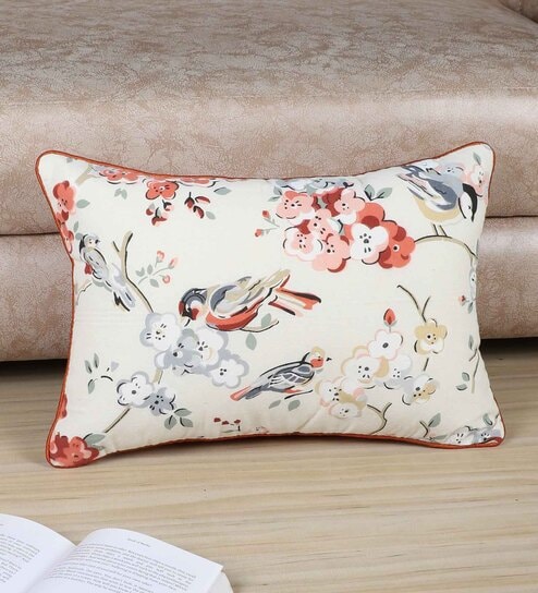 Multicolor Cotton Floral 18x12 inches Cushion Cover (1Pc)