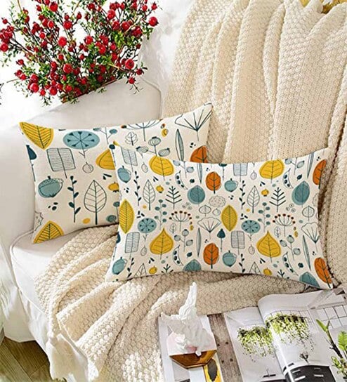 Multicolor Cotton Florals 18x12 inches Cushion Covers (Pack of 2)