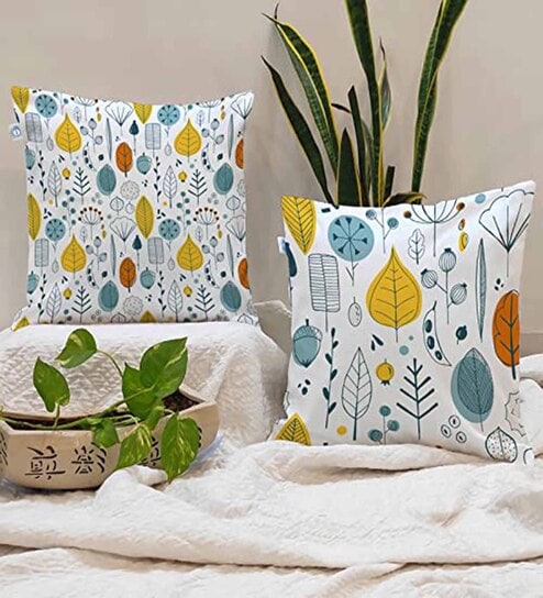 Multicolor Cotton Florals 24x24 inches Cushion Covers (Pack of 2)