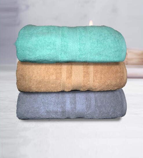 Multicolor Cotton Solid 500 GSM Bath Towels (Set of 3)