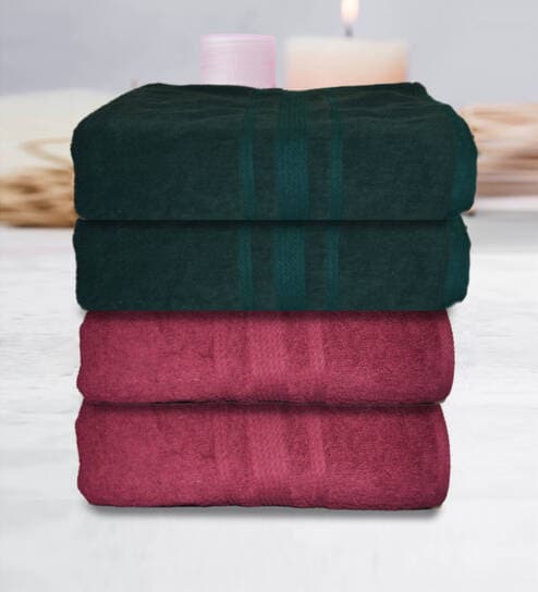 athom living Multicolor Cotton Solid 500 GSM Bath Towels (Set of 4)-picture-10