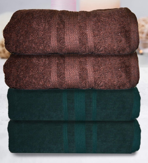 Multicolor Cotton Solid 500 GSM Bath Towels (Set of 4)