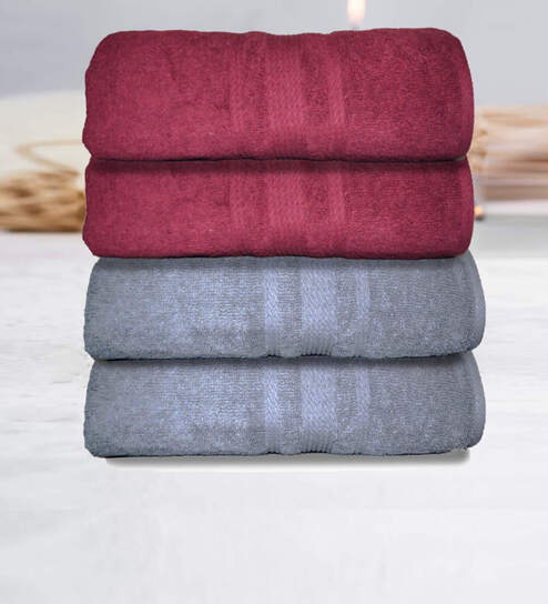 athom living Multicolor Cotton Solid 500 GSM Bath Towels (Set of 4)-picture-18