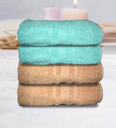 Multicolor Cotton Solid 500 GSM Bath Towels (Set of 4)
