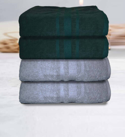 Multicolor Cotton Solid 500 GSM Bath Towels (Set of 4)