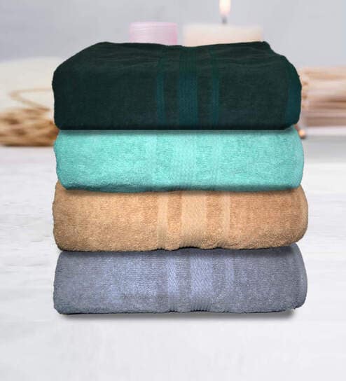 Multicolor Cotton Solid 500 GSM Bath Towels (Set of 4)