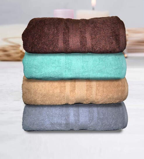 Multicolor Cotton Solid 500 GSM Bath Towels (Set of 4)