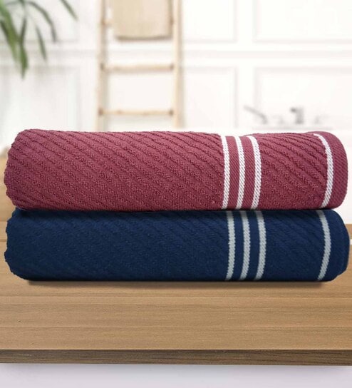 Multicolor Cotton Solid 500 GSM Bath Towels (Pack of 2)