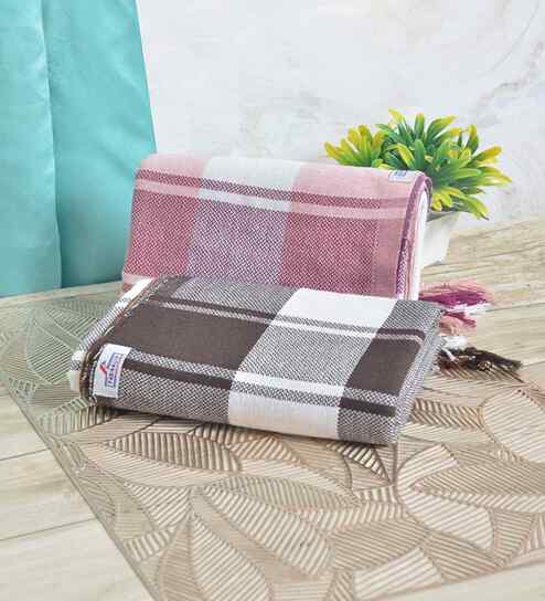 Multicolor Cotton Striped 225 GSM Bath Towels Pack of 2