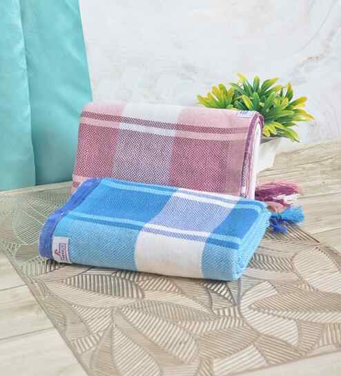 Multicolor Cotton Striped 225 GSM Bath Towels Pack of 2