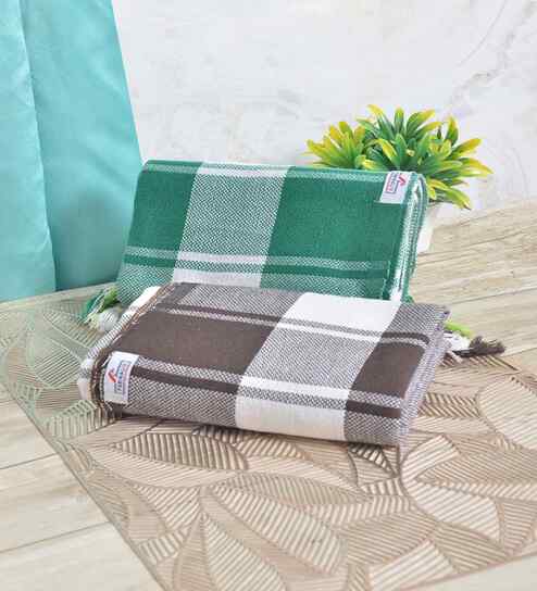 Multicolor Cotton Striped 225 GSM Bath Towels Pack of 2