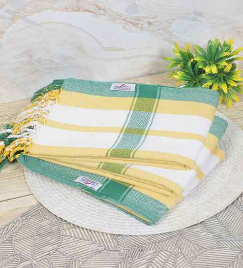 Multicolor Cotton Striped 225 GSM Bath Towels Pack of 3