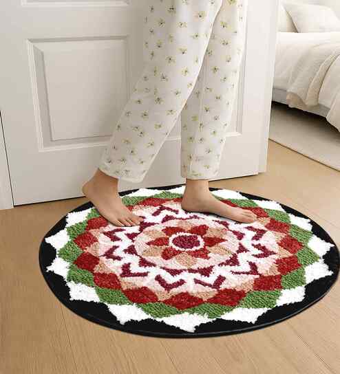 Multicolor Ethnic Cotton Blend 24x24 Inches Anti Skid Door Mat