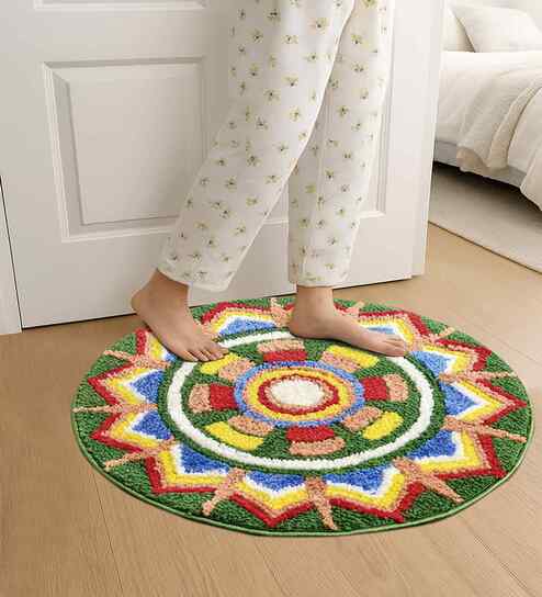 Multicolor Ethnic Cotton Blend 24x24 Inches Anti Skid Door Mat