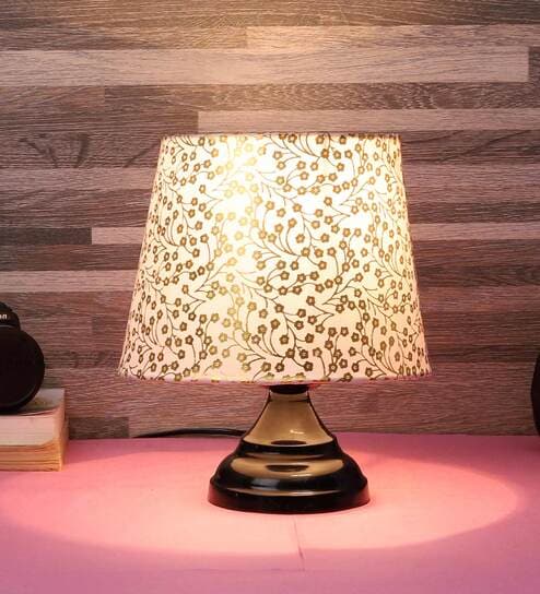 Irene Multicolour Fabric Shade Night Lamp With Metal Base