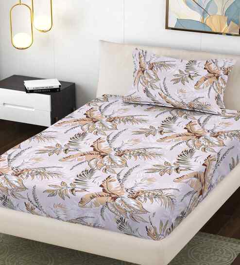 Multicolor Floral 300 TC Cotton Blend Single Bedsheet with 1 Pillow Cover