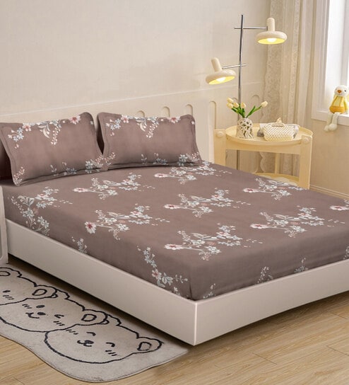 Multicolor Floral 300 TC Cotton Single Bedsheet with 1 Pillow Cover