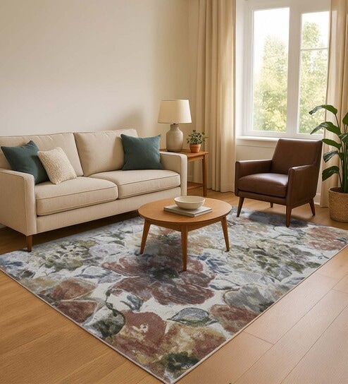 Multicolor Floral 3x5 Feet Machine Made Carpet