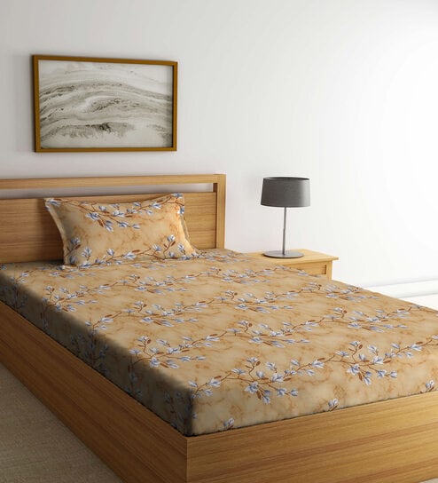 Multicolor Floral 400 TC Cotton Single Bedsheet with 1 Pillow Cover