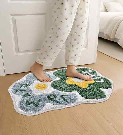 Multicolor Floral Cotton Blend 24x16 Inches Anti Skid Door Mat