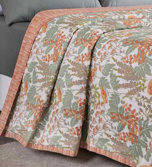 Multicolor Floral Print Cotton Single Bed Dohar
