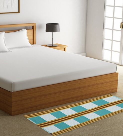 Multicolor Geometric Cotton 40x20 Inches Machine Made Floor Runner