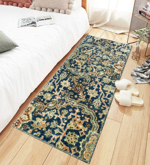 Multicolor Geometric Microfiber 5 ft x 2 ft Machine Made Runner